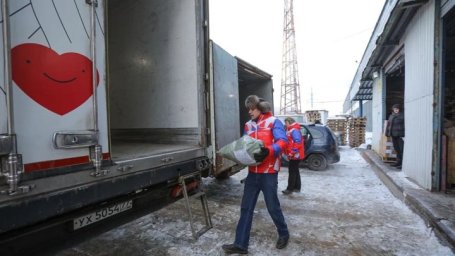 "Добрый" автобус в Подмосковье собрал 4 тонны гумпомощи