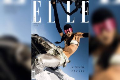 Российская модель Эли Мова в топе и на снегоходе снялась для обложки Elle